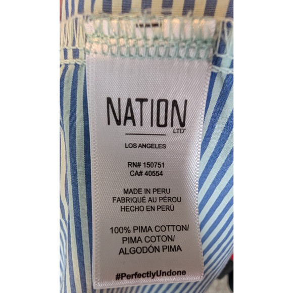 Nation LTD Womens Camille Blue Striped Cotton Tiered Ruffle Cottage Midi Dress L - Picture 8 of 13